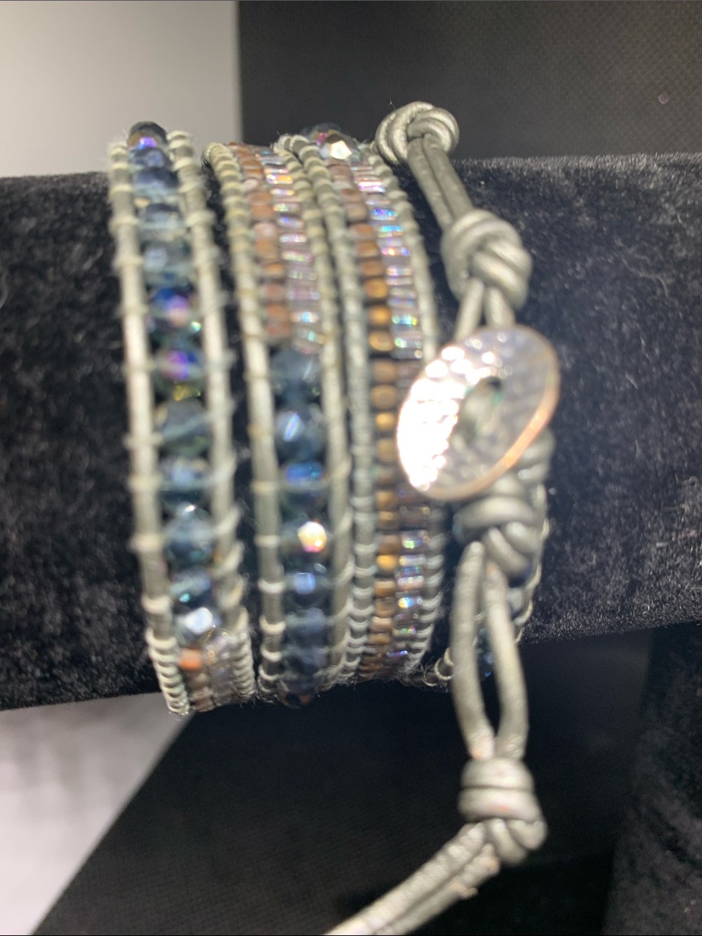 Chan Luu Multistrand Iridescent Blue and Gray Wrap Bracelet